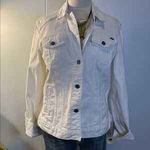 Eddie Bauer white denim button down jacket